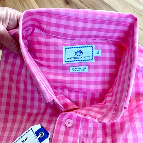 Southern Tide Getaway Gingham Sport Shirt in Pink Lemonade NWT sz M - Picture 12 of 12